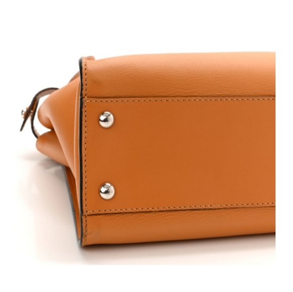 FENDI Peekaboo Iconic Satchel Vitello Seta Shiny Napa Plexiglass Granite Medium - Picture 4 of 10